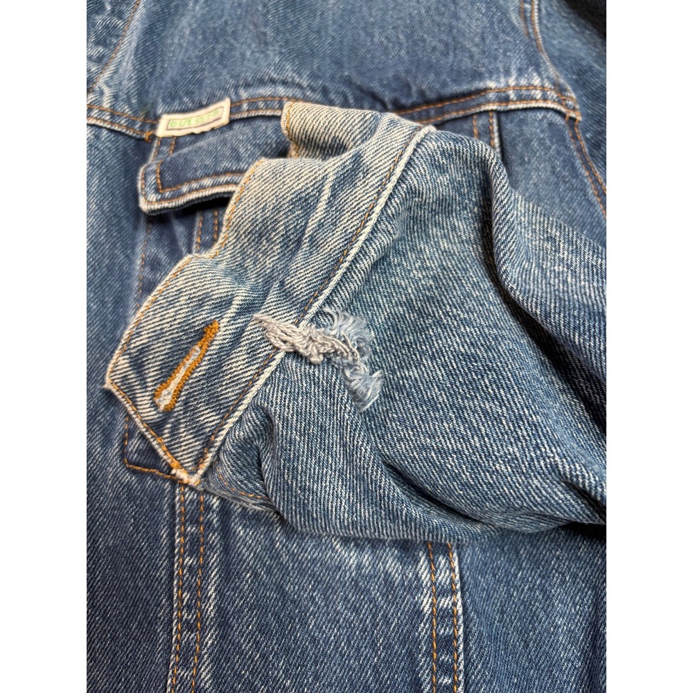 Vintage Guess USA Denim Jacket Georges Marciano Blue Jean Trucker Mens Large L - Picture 8 of 10